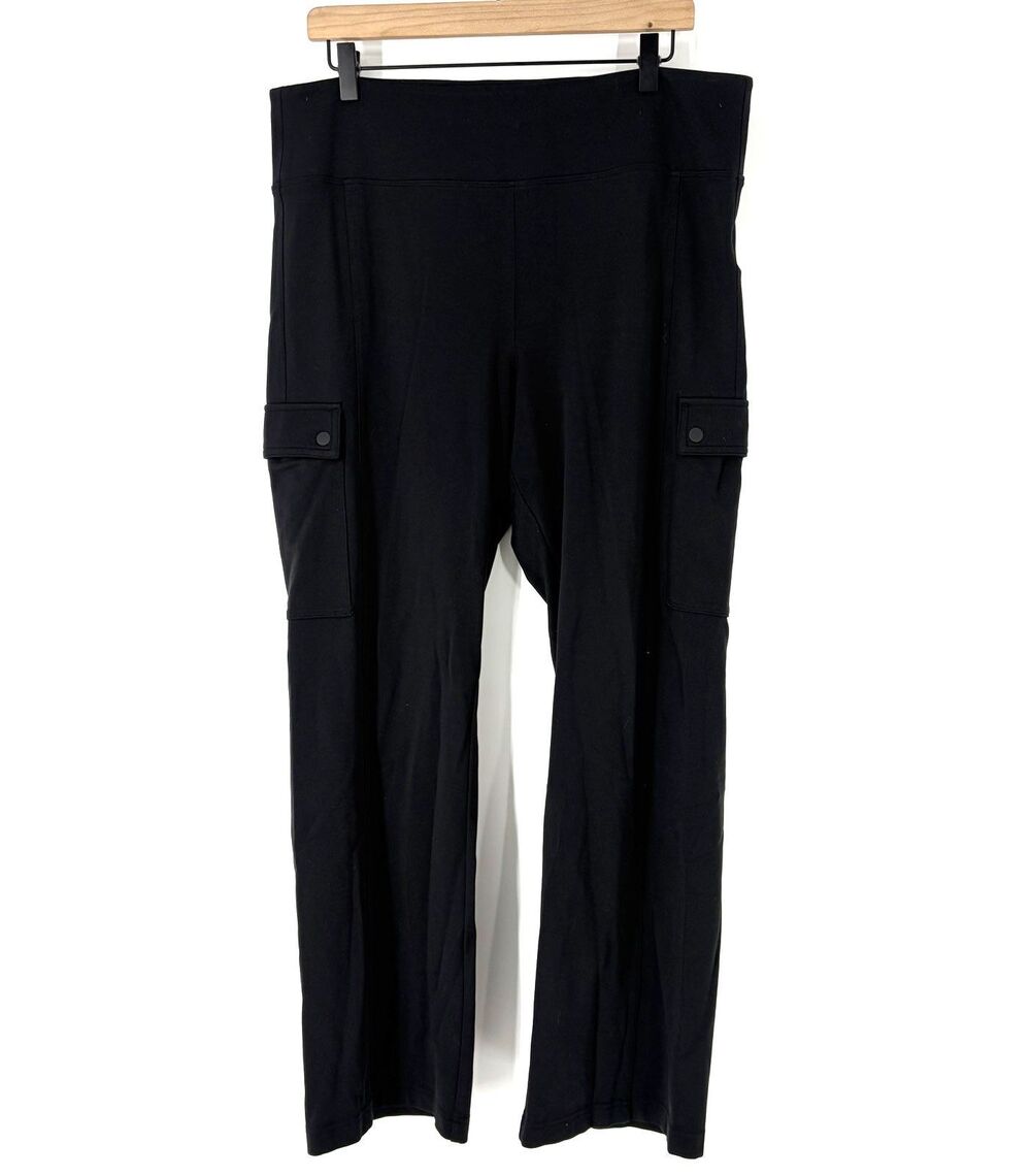 Athleta Delancey Straight Cargo Pants XL Womens Black Utility Travel Pull On